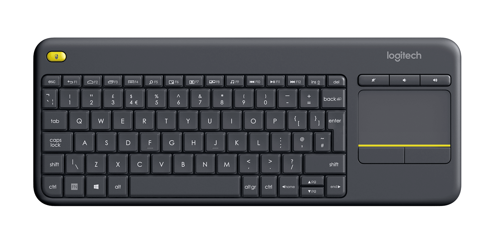Logitech K400 Plus Wireless Touch Keyboard with Touchpad, Black