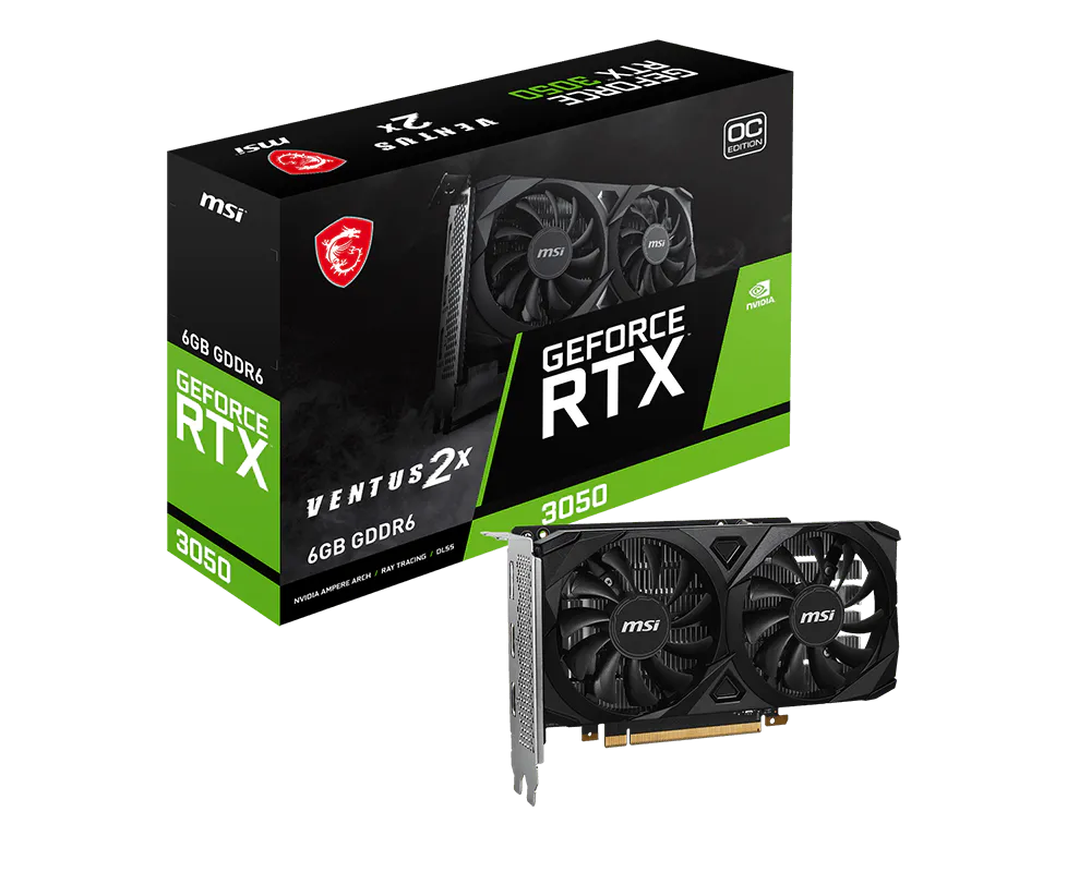 MSI GeForce RTX 3050 Ventus 2X OC 6GB GDDR6 Graphics Card